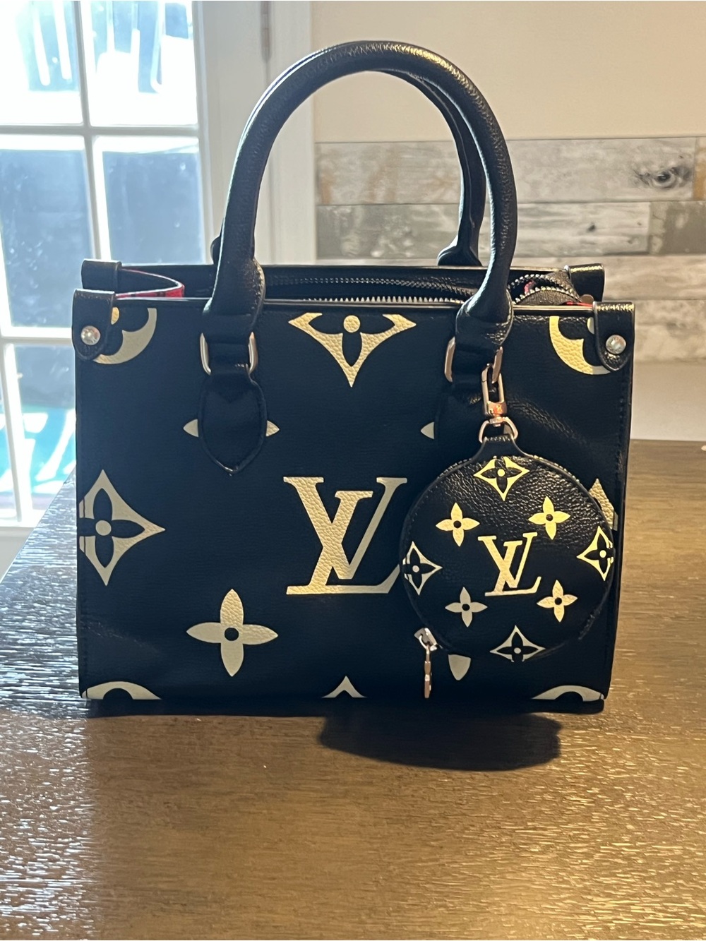 LV  Black & White Monogram Leather Satchel - Picture 8 of 14